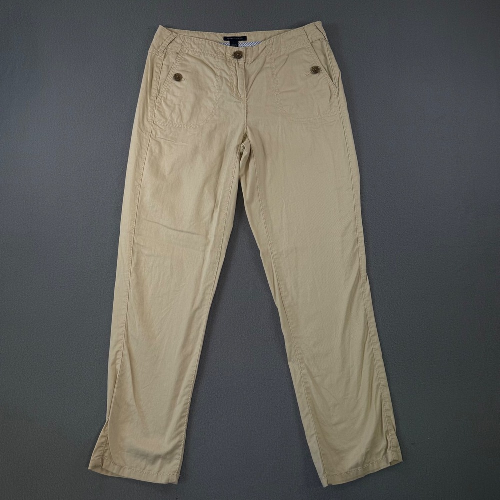 Tommy Hilfiger Womens Khaki Chino Pants Size 2 Tan Cotton Straight Leg Casual